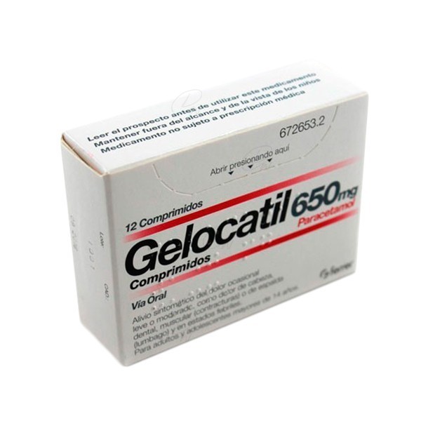 GELOCATIL 650 mg COMPRIMIDOS, 12 comprimidos