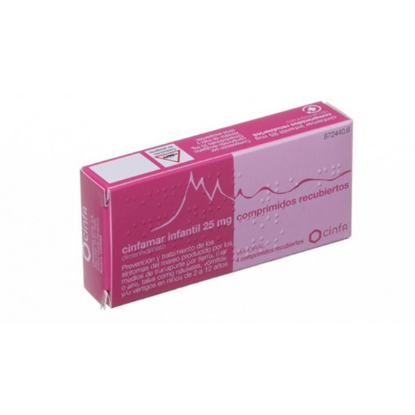 CINFAMAR INFANTIL 25 mg COMPRIMIDOS RECUBIERTOS, 4...